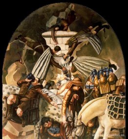 Convoy de hombres heridos llenando botellas de agua en un arroyo Convoy de hombres heridos llenando botellas de agua en un arroyo