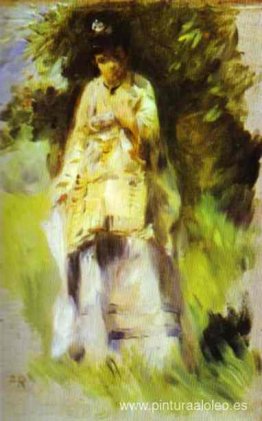 Mujer de pie junto a un árbol Mujer de pie junto a un árbol
