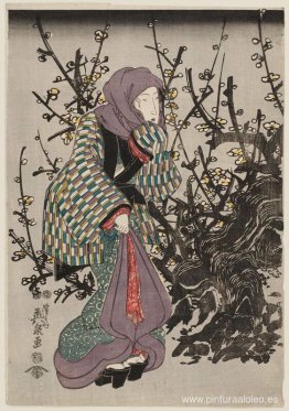 Mujer junto al ciruelo de noche Mujer junto al ciruelo de noche