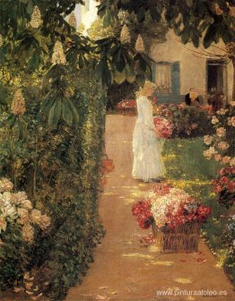 Recogiendo flores en un jardín francés Recogiendo flores en un jardín francés