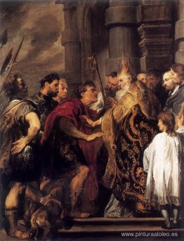 San Ambrosio prohibió al emperador Teodosio entrar en la catedra San Ambrosio prohibió al emperador Teodosio entrar en la catedra