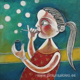 Niña haciendo pompas de jabón Niña haciendo pompas de jabón