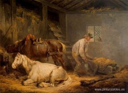 Caballos en un establo Caballos en un establo