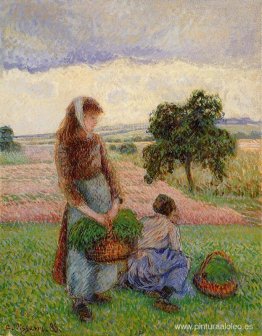 Mujer campesina llevando una cesta Mujer campesina llevando una cesta