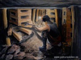 Cajón con cara de carbón en el Goaf Cajón con cara de carbón en el Goaf