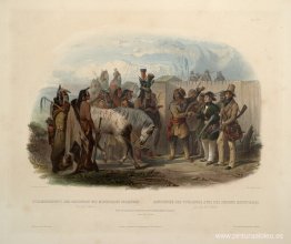 El encuentro de viajeros con los indios Minatarre cerca de Fort El encuentro de viajeros con los indios Minatarre cerca de Fort