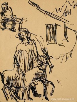 Refugio de montaña con cabra Refugio de montaña con cabra