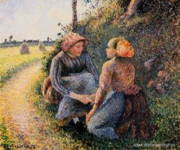 Campesinos sentados y arrodillados Campesinos sentados y arrodillados