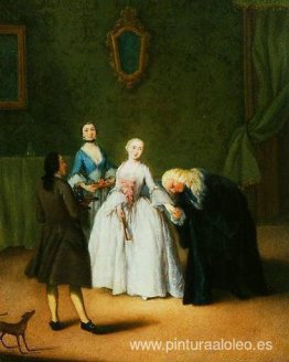 Un noble besando la mano de una dama. Un noble besando la mano de una dama.