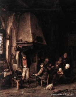 Interior de una masía con patinadores. Interior de una masía con patinadores.