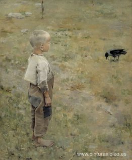 niño con un cuervo niño con un cuervo