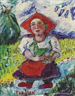 mujer con un pato mujer con un pato