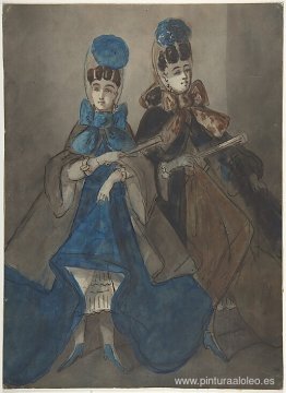 Dos mujeres con abanicos Dos mujeres con abanicos