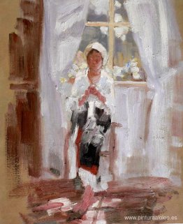 Campesina cosiendo junto a la ventana Campesina cosiendo junto a la ventana