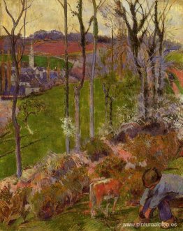 Petit Breton arreglando su zapato, o Paisaje en Pont-Aven, Breta Petit Breton arreglando su zapato, o Paisaje en Pont-Aven, Breta