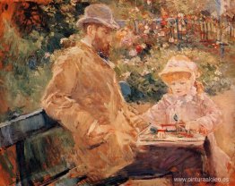 Eugène Manet con su hija en Bougival Eugène Manet con su hija en Bougival