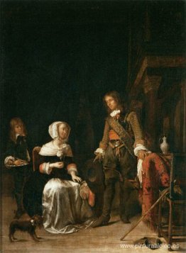 Un soldado visitando a una joven Un soldado visitando a una joven