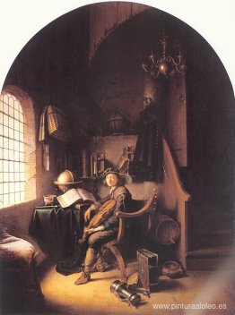 Interior con un joven violinista. Interior con un joven violinista.