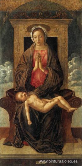 Madonna entronizada acariciando al niño dormido Madonna entronizada acariciando al niño dormido