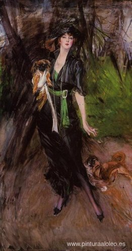 Retrato de una dama Lina Bilitis con dos pequineses Retrato de una dama Lina Bilitis con dos pequineses