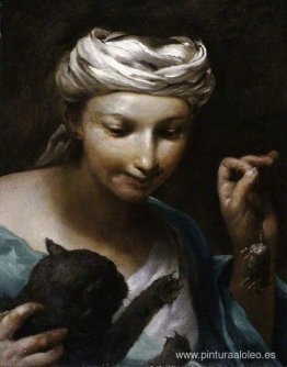 chica con un gato chica con un gato