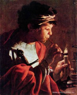 Niño encendiendo una pipa Niño encendiendo una pipa