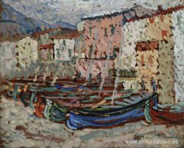 Los barcos pesqueros en huelga en Collioure Los barcos pesqueros en huelga en Collioure