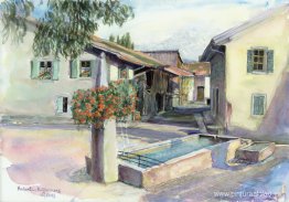 Fuente en el pueblo de Saint-Triphon, cantón de Vaud, Suiza Fuente en el pueblo de Saint-Triphon, cantón de Vaud, Suiza