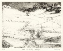 Paisaje nevado en Arveyes en el cantón de Vaud - grabado artísti Paisaje nevado en Arveyes en el cantón de Vaud - grabado artísti