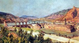 ZAGES. Presa en el río Kura y la autopista de Georgia Military R ZAGES. Presa en el río Kura y la autopista de Georgia Military R