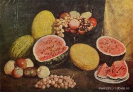 Bodegón con sandía en rodajas Bodegón con sandía en rodajas
