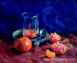 mandarinas y vaso mandarinas y vaso
