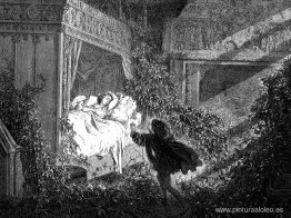 Reclinada sobre una cama estaba una princesa de radiante belleza Reclinada sobre una cama estaba una princesa de radiante belleza