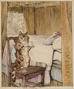 Simpkin al lado de la cama del sastre Simpkin al lado de la cama del sastre