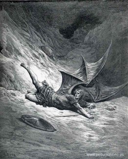 Satanás se muestra como el ángel caído después de haber sido her Satanás se muestra como el ángel caído después de haber sido her