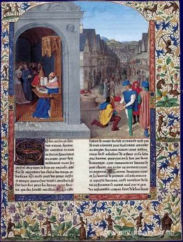 El escrito De Casibus de Boccaccio. Un mensajero entregando Luvr El escrito De Casibus de Boccaccio. Un mensajero entregando Luvr