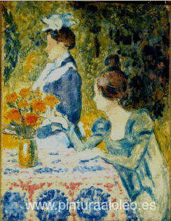 dos mujeres en el jardín
