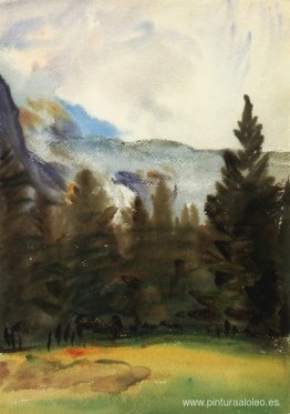 Abetos Purtud y montañas nevadas Abetos Purtud y montañas nevadas