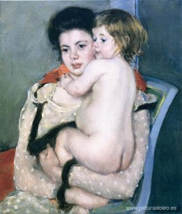 Reine Lefebvre sosteniendo un bebé desnudo Reine Lefebvre sosteniendo un bebé desnudo