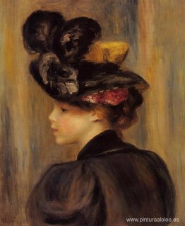 mujer joven, llevando, un, sombrero negro mujer joven, llevando, un, sombrero negro