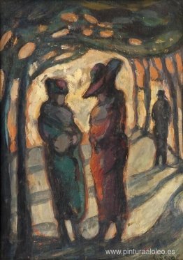 Figuras en un parque arbolado Figuras en un parque arbolado