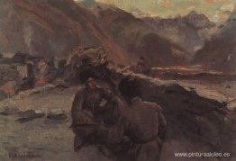 En el Cáucaso. Montañeros sentados En el Cáucaso. Montañeros sentados