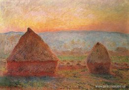 Pilas de cereales en Giverny, puesta de sol Pilas de cereales en Giverny, puesta de sol