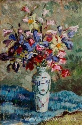 Flores mixtas en jarrón de porcelana. Flores mixtas en jarrón de porcelana.