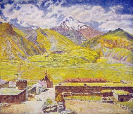 Georgia. Kazbek (día). Carretera militar de Georgia. montaña y p Georgia. Kazbek (día). Carretera militar de Georgia. montaña y p