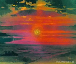 Puesta de sol en invierno. Una costa del mar Puesta de sol en invierno. Una costa del mar