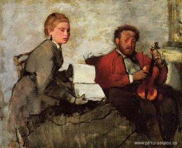 Violinista y mujer joven Violinista y mujer joven