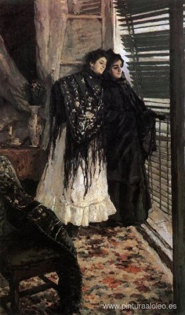 En el balcón.Las españolas Leonora y Ampara En el balcón.Las españolas Leonora y Ampara