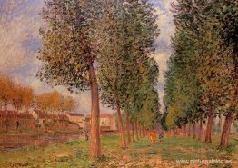 La Avenida del Álamo en Moret, día nublado, mañana La Avenida del Álamo en Moret, día nublado, mañana
