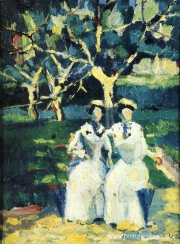 dos mujeres en un jardín dos mujeres en un jardín